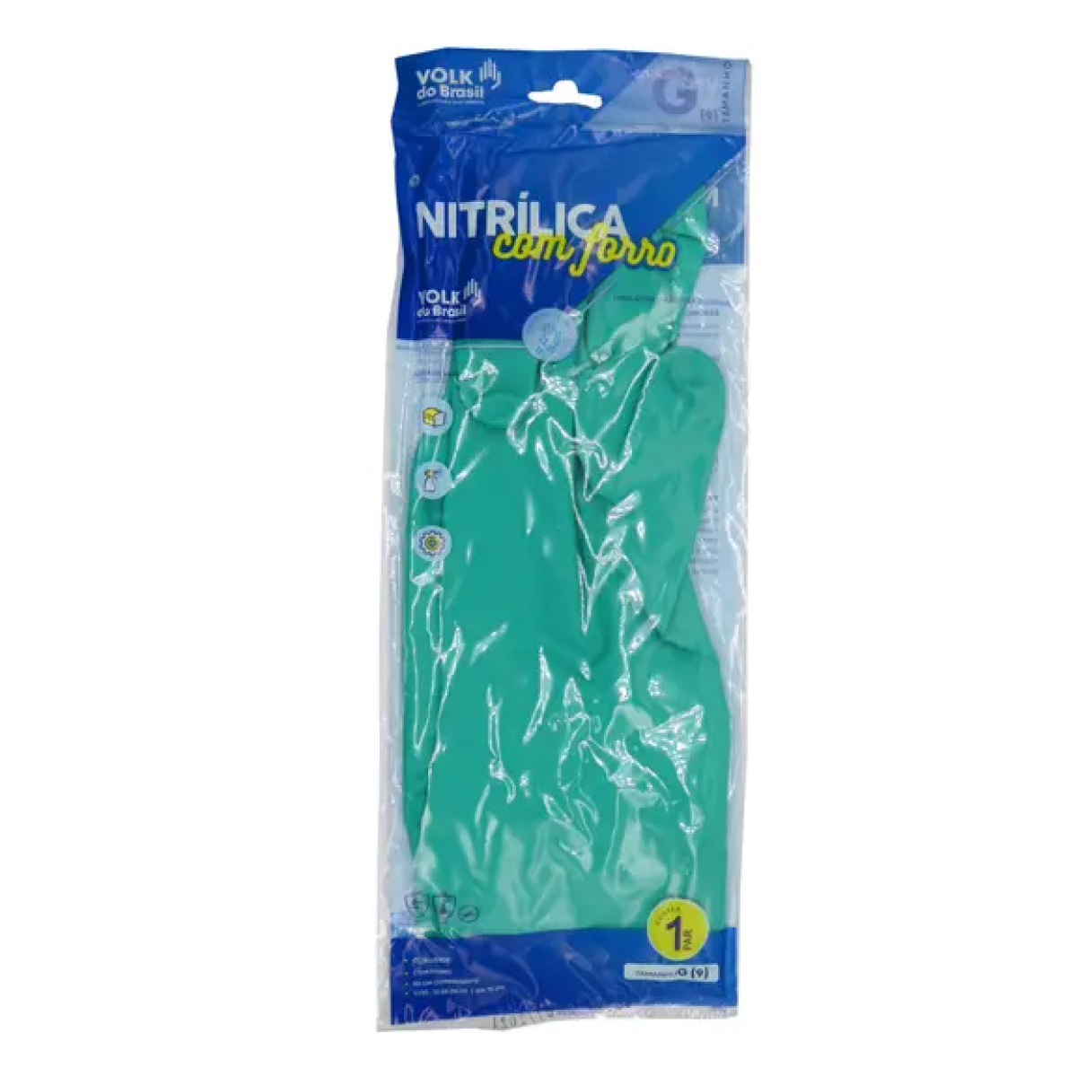 Detalhes do produto Luva Nitrílica Verde c/ Forro Volk