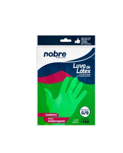 Detalhes do produto Luva Látex Verde Antiderrapante Slim Nobre