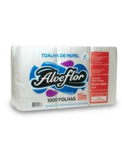 Detalhes do produto Papel Toalha Interfolhas 100% Cel. Alveflor Slim c/ 1000